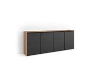 Buffet effet bois noir et chêne 207x35x80cm avec LED