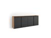 Buffet effet bois noir et chêne 207x35x80cm avec LED