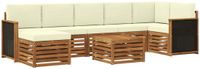 vidaXL Acacia Hout Hoek Loungeset 7-zits Natuurlijk en Crème