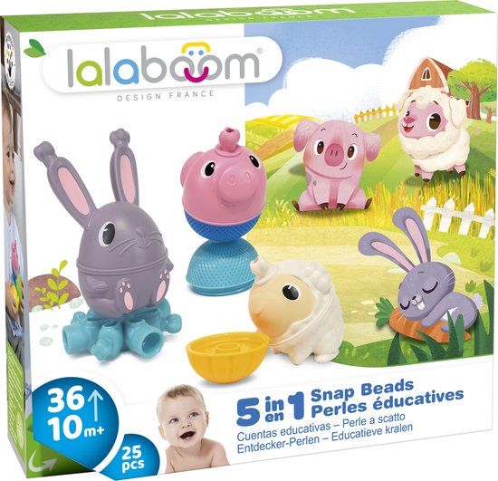 Lalaboom Educatieve Kralen Boerderij Set - 25 Stuks - 10+ Maanden