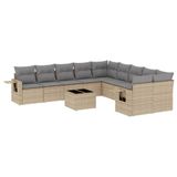 vidaXL Ensemble de jardin 11 pièces avec coussins poly rotin beige