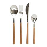 HOME DECO FACTORY KA5991 16-delige bestekset met houteffect, roestvrij staal, bruin/zilver