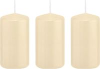 Trend Candles 3x Cremewitte cilinderkaarsen/stompkaarsen 6 x 12 cm 40 branduren