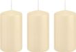Trend Candles 3x Cremewitte cilinderkaarsen/stompkaarsen 6 x 12 cm 40 branduren