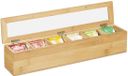 Trankielo - Boîte à thé élégante avec 6 compartiments – Pour 72 sachets de thé – Protection des arômes – Bambou marron