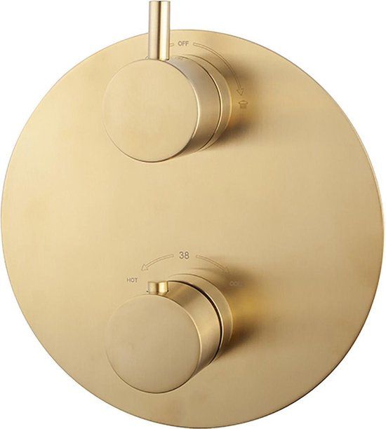 Wiesbaden Caral Thermostatic Shower Faucet Round 2-Way Brushed Brass 2-Handle