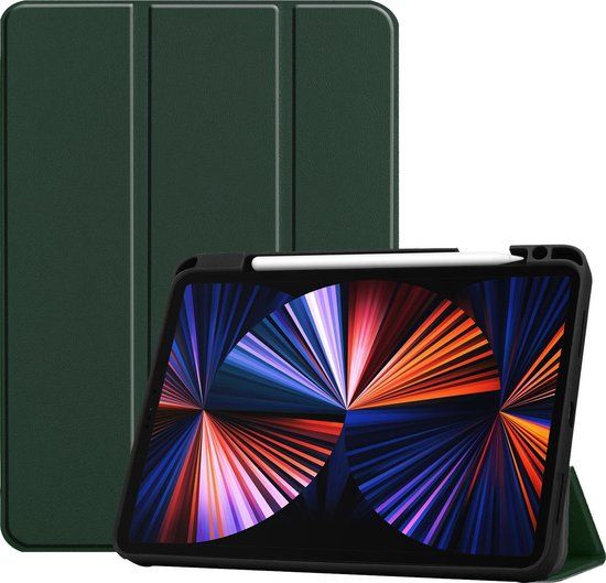 LUQ - iPad Pro 11 inch (2021) Hoesje - Book Case - Donkergroen