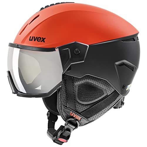 UVEX instinct visor Skihelm Unisex-Volwassene, fierce red - black mat, 53-55 cm
