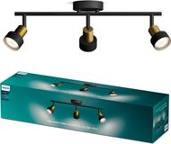 Philips LED Philips Conduit Spot - Plafondspot met drie lichtpunten - Zwart met goud design - GU10 LED fitting