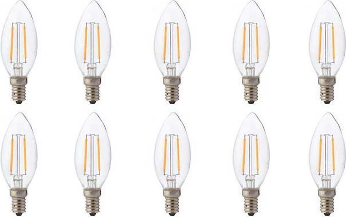 Qualu LED Lamp 10 Pack - Kaarslamp - Filament - E14 Fitting - 2W - Natuurlijk Wit 4200K