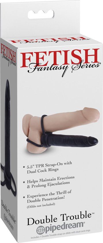 Fetish Double Trouble Strap-On Dildo met Ringen