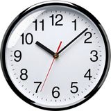Plumeet stille wandklok, 25 cm, geruisloos, niet-tikkend, hoogwaardige zwarte kwartswandklok, decoratieve klok voor thuis/keuken/kantoor/school, gemakkelijk af te lezen, werkt op batterijen (wit)