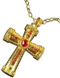 Sans marque Collier de déguisement Sinterklaas - or/rouge - croix - Adultes - Accessoire de saint/prêtre