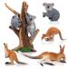 Merkloos Dierenfiguren set - Australische dieren - 7 stuks - Kangoeroe en koala