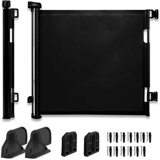 Simanti Oprolbaar Traphekje Zwart 110 cm - Veiligheidshekje Baby & Huisdier