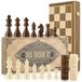 Jeu d'échecs et de dames en un, en bois de noyer, 39x39 cm, avec aimants, pliable