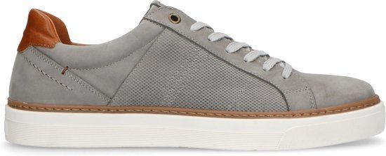 No Stress - Heren - Taupe nubuck sneakers met witte zool - Maat 41