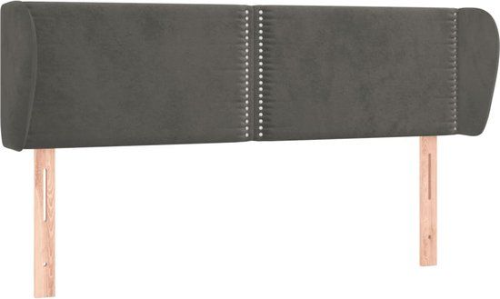 vidaXL Hoofdbord met randen fluweel donkergrijs 147x23x78/88 cm