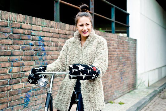 Wobs Fietshandwarmers Unisex - Stars Black & White - One Size - Winddicht