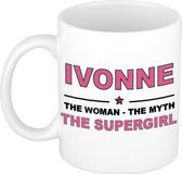 Bellatio Decorations naam cadeau mok - Ivonne - Woman Myth Supergirl - koffiemok - 300 ml - collega - moederdag