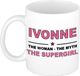 Bellatio Decorations naam cadeau mok - Ivonne - Woman Myth Supergirl - koffiemok - 300 ml - collega - moederdag