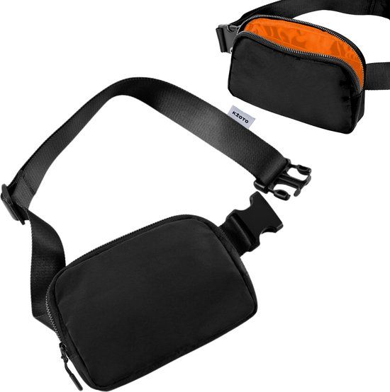 Kioto Membeli B.V. Kioto Heuptas - Zwart met Oranje Binnenkant - Nylon - Unisex - Waterafstotend