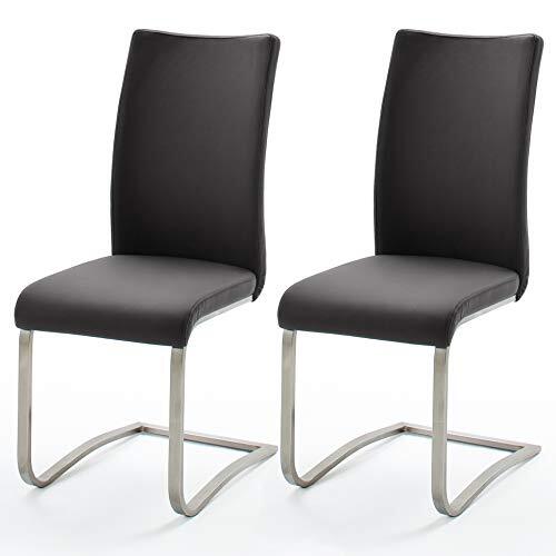 Robas Lund Arco, eetkamerstoel, schommelstoel, set van 2, PU/roestvrij staal/zwart, 43 x 103 x 52 cm