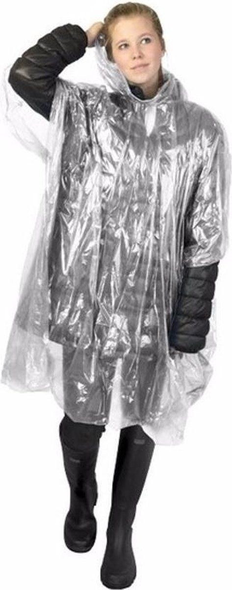 De Horeca Bazaar 150x Wegwerp regenponcho transparant - Wegwerp poncho voor volwassenen