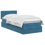 vidaXL LED-opbergbed met matras, donkerblauw, 100 x 200 cm