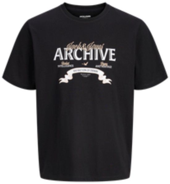 JACK&JONES JJEDOVER DENIM TEE SS O-NECK SN Heren T-shirt Zwart XL