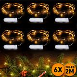 Emos Select Kerstverlichting op batterij, 6 stuks, 2 meter 20 LEDs, Warm Wit, Nano Koperdraad