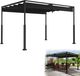 UISEBRT Pergola 3x4 meter avec toit coulissant - Auvent de jardin imperméable en acier et polyester, auvent autoportant, résistant à l'hiver et aux UV, noir