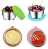 Contenant alimentaire petit - 70 ml - Acier inoxydable et silicone - Anti-fuite - 4 pièces