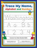 Trace My Name Alphabet and Numbers Workbook for Washington
