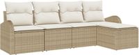 vidaXL - Bank loungeset - 2 zitplekken - Beige en wit - Polyrattan
