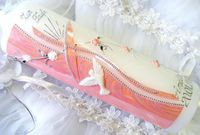 Doopkaars, Bol Kaars wit/roze Paraffine 25x6.5 cm