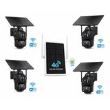 RobiCam bewakingscamerasysteem: 4 WiFi-camera's, zonnepaneel, 3MP resolutie, met 4G LTE router