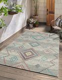 the carpet Palma – Indoor & Outdoor vloerkleed, weerbestendig & onderhoudsvriendelijk, etnisch motief in beige turquoise, 120 x 170 cm