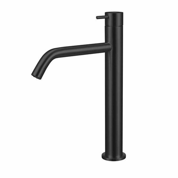 Qisani Flow verhoogde opbouw wastafelkraan mat Zwart 28.5cm hoog - 25602.03