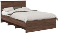 vidaXL Bedframe met hoofdeinde, Bruin Eiken, 120 x 123 cm, Bewerkt hout