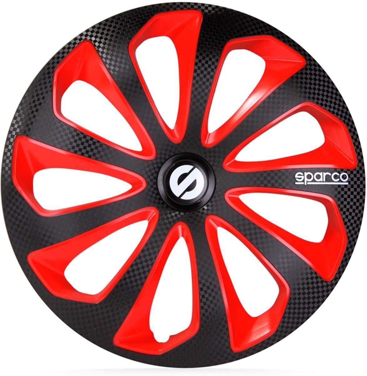 Sparco 4-Delige Wieldoppenset Sicilia 15-inch Zwart/rood/carbon