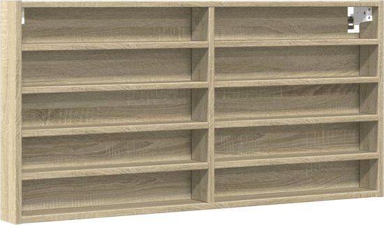 vidaXL Vitrinekast 100x8,5x50 cm bewerkt hout sonoma eikenkleurig