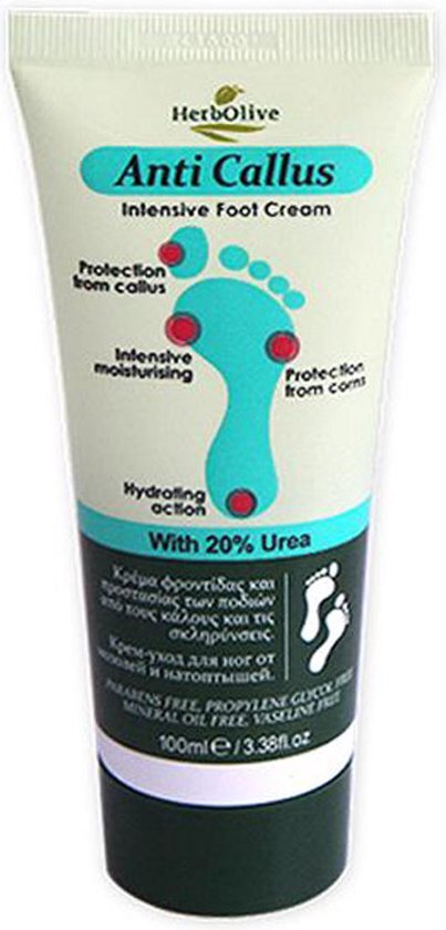 HerbOlive Voetcreme Anti Callus *20% Urea* Tegen Eelt en Verharde huid 100ml