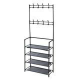 Well Home kapstok met zwart ijzeren frame, met 4 planken, H.155 cm