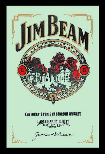 Empire Merchandising GmbH empireposter Jim Beam 2 Whiskey - bedrukte spiegel met kunststof frame in houtlook, cult-spiegel - grootte 20x30 cm