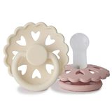 FRIGG Fairytale Fopspeen, 2 stuks | Siliconen fopspeen | BPA-vrij | Gemaakt in Denemarken | Symmetrische zuignap in kersenvorm | (Crème/Blush, maat 2 (6-18 maanden))