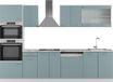 Vicco R-Line Complete keukeneenheid – 300 cm met hoge kast, met marmeren werkblad Blauw-grijs