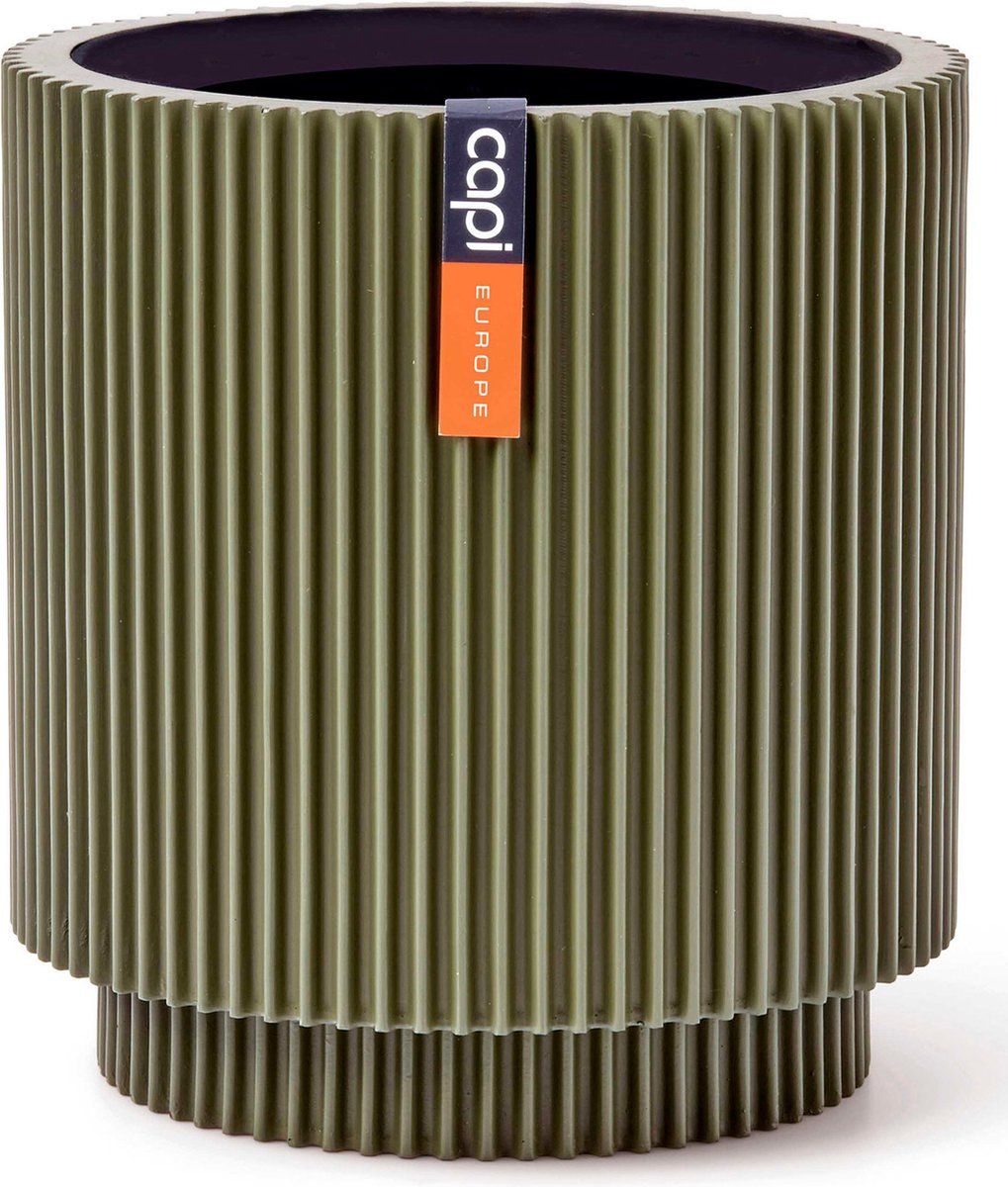 Capi Europe Vaas cilinder Groove - 23x25 - Groen - Bloempot voor binnen - BGVGN315