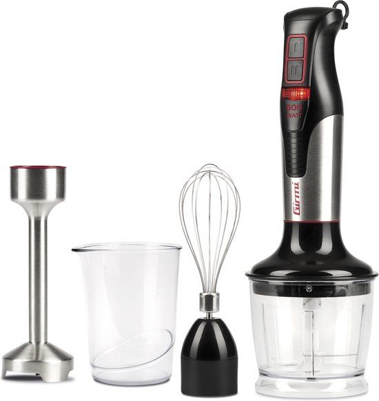 Girmi MX3900 blender Staafmixer 800 W Zwart, Roestvrijstaal, Transparant