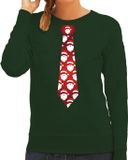 Bellatio Decorations Stropdas Kersttrui/kerst sweater kerstmannen - Dames L